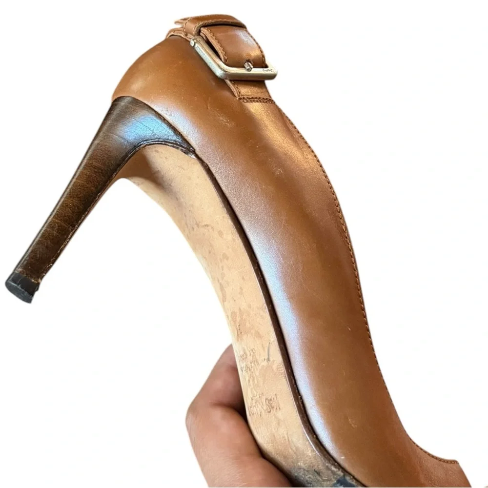 Yves Saint Laurent YSL Vintage Brown Buckle Leather Heels